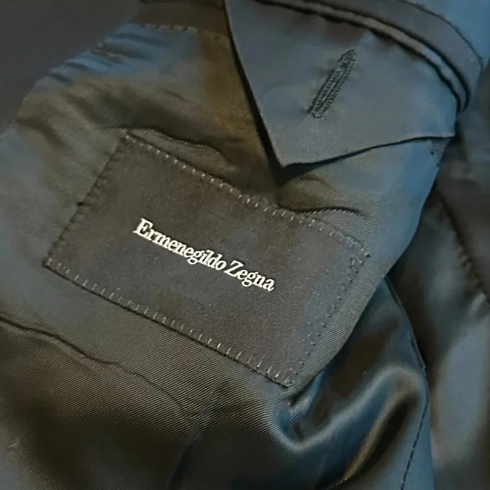 Ermenegildo Zegna Black Button-Down Blazer Jacket Sport Coat Classic Size 44R
